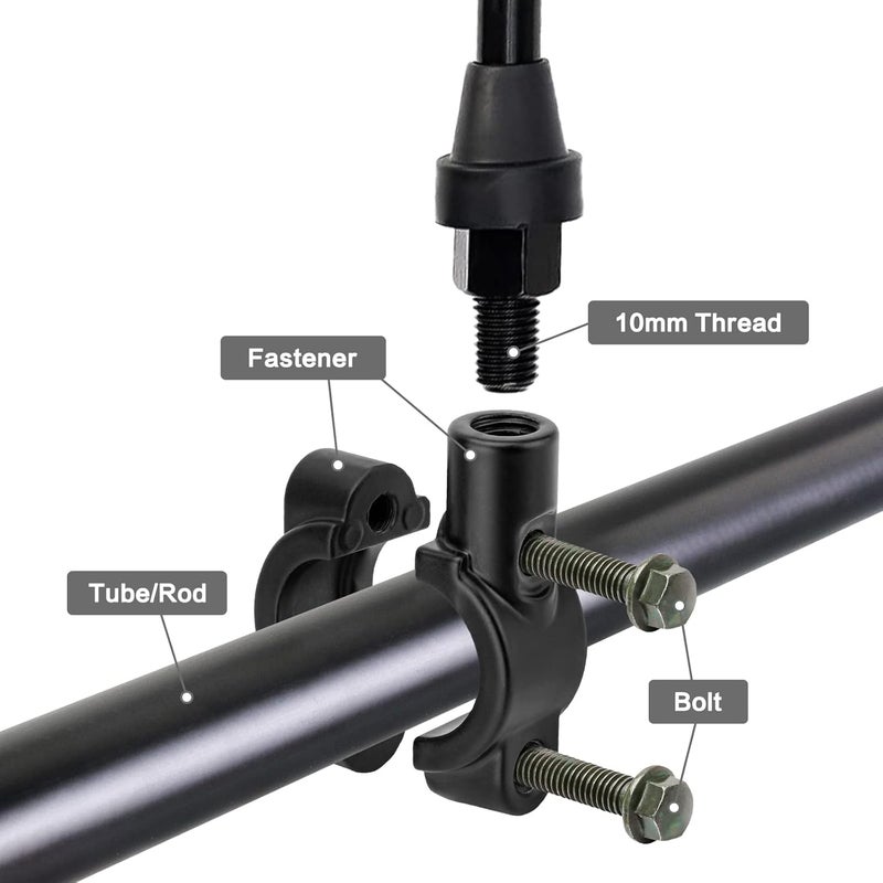 LKV Universal 10mm 7/8" Handlebar Mirror Mount Holder Clamp Adaptor - Black - Image 3