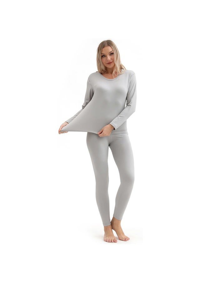 PISIQI Women's Ultra-Soft Long Thermal Underwear Set -Grey, XXL - Image 4
