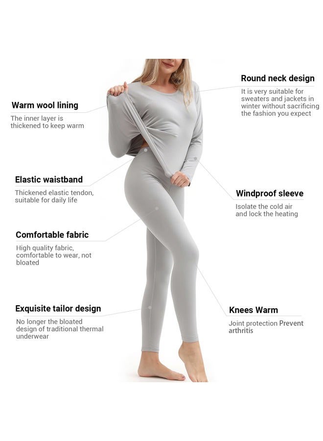 PISIQI Women's Ultra-Soft Long Thermal Underwear Set -Grey, XXL - Image 2