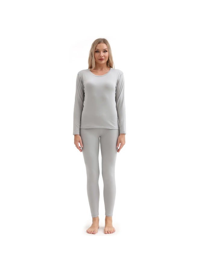 PISIQI Women's Ultra-Soft Long Thermal Underwear Set -Grey, XXL - Image 1