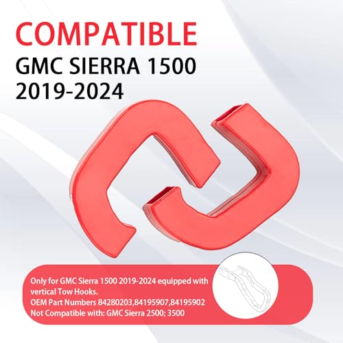 TOPVOP auto Tow Hooks Covers Fits for GMC Sierra 1500 2019-2025,Vertical Tow Hooks Covers for GMC Sierra 1500 Accessories 2019-2024 (Red) - Image 3