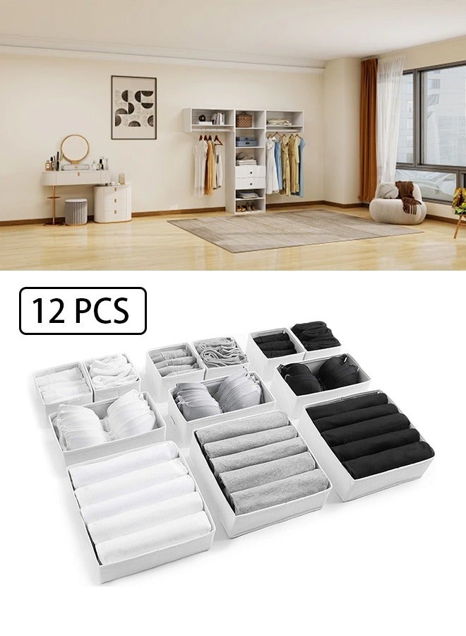 DUNISO 12PCS White Large Drawer Organisers Drawer Divider Dresser Organization for drawers Desk organizing and storage box, cupboard, wardrobe – Can be used for organising underwear, baby toys and clothes - Image 1