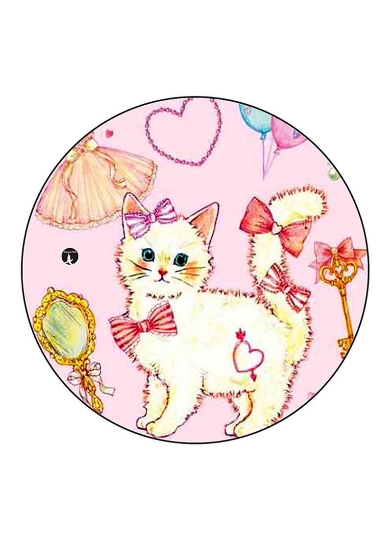 RKN Cat Printed Mouse Pad Round  Multicolour