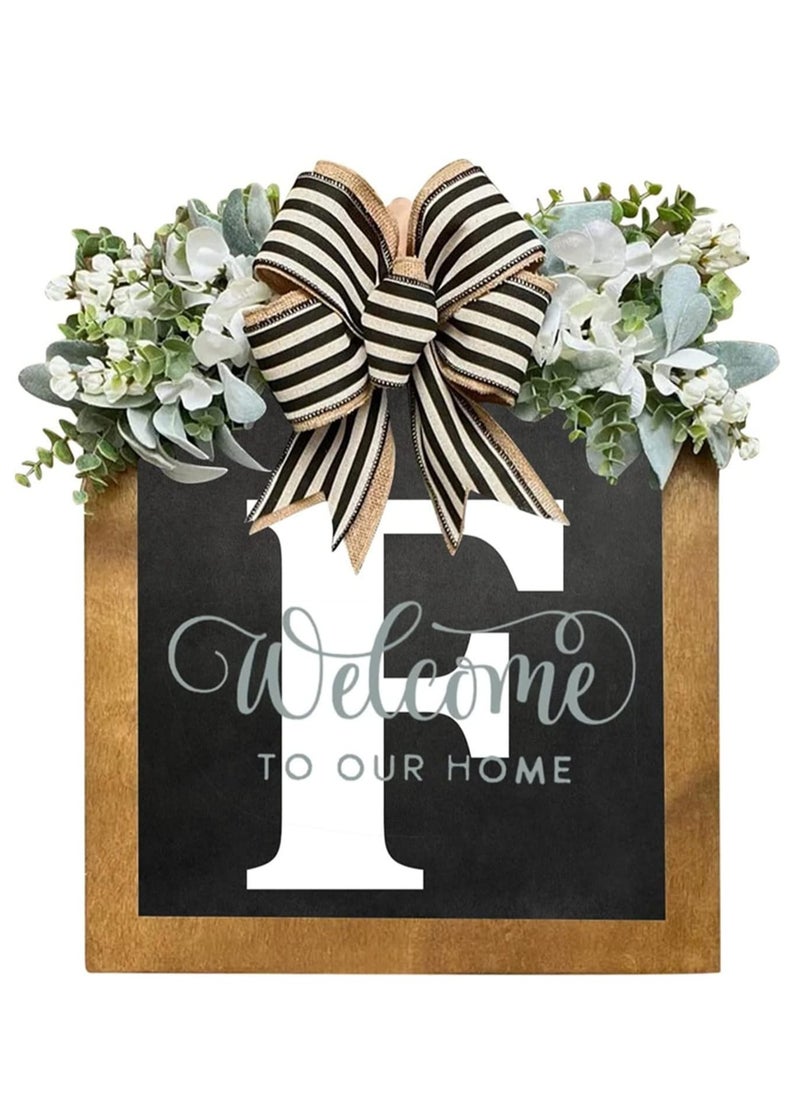 Y&D Welcome Sign Creative Bowknot Letter Wreath In Front Of The Door Outdoor Decoration Props For The Courtyard 30x35CM  - Image 1