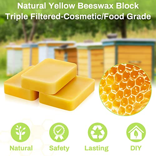 ERZA Yellow Pure Beeswax Block, Organic Natural Food Grade Wax, Triple Filtered, for DIY Beewax Making Candles Skin Care Lip Balm Soap Lotion, 100gm - Image 2