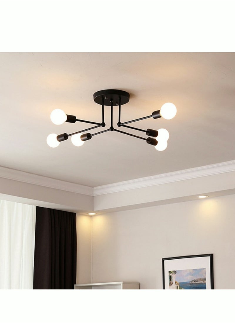 MIXDE Modern Ceiling Lights Fixture, 6-Light E27 Base Gold Sputnik Chandelier, Semi Flush Mount Ceiling Lamp for Bedroom Living Room Kitchen (Bulbs NOT Included) 