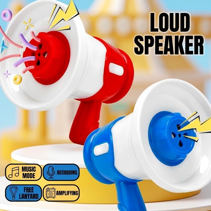 Children Megaphone Toy Portable Bullhorn Loudspeaker with Recording, Music, Siren and Lanyard, Battery Operated Kids Speaker for Party, Camping & Pretend Play/BLUE - Image 2