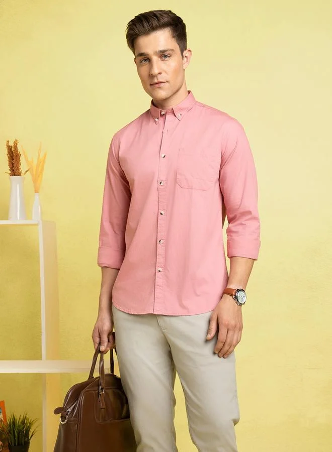 دينيس لينغو قميص وردي أنيق للرجال بتصميم عصري خفيف الوزن