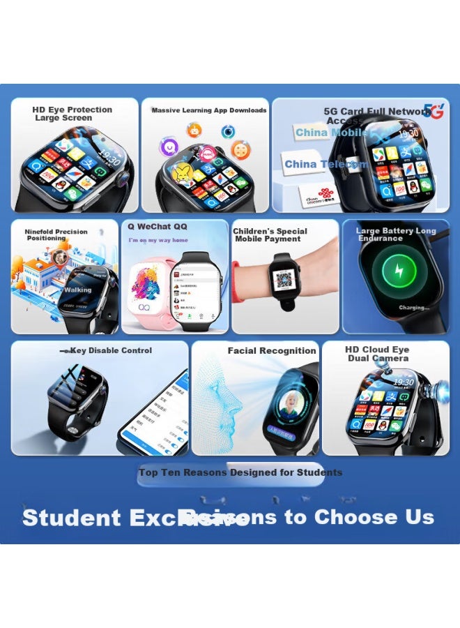 Aelvo Huawei Harmonyos Compatible With Apple I0s, Suitable For 5g Full Network Children's Elementary School Students' Phone Watch, Can Insert Sim Card, Video Waterproof, For Teenagers In Middle And High School, Positioning For Ages 6-18