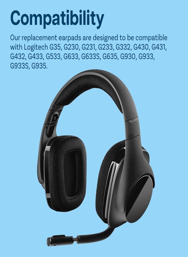 Mmobiel وسادات أذن بديلة لسماعة Logitech G935 / G933 بواسطة MMOBIEL - وسادات أذن قماش شبكي بديلة لـ G230، G231، G233، G332، G35، G430، G431، G432، G433، G533، G633، G633S، G635، G930، G933S - أسود - Image 4