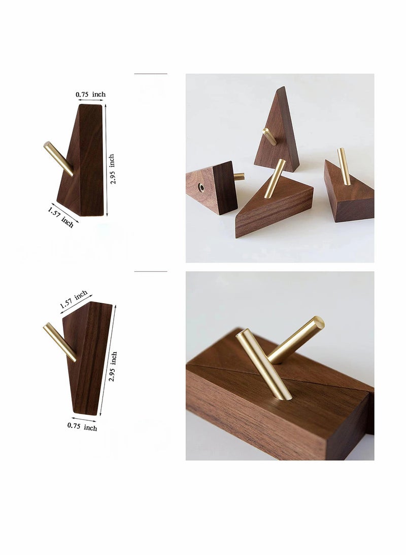 SYOSI Wood Wall Hook, Purse Hanger for Wall Cute Wall Hooks for Hanging Coats Hat Hangers Wall Mounted Modern Wall Hooks Black Metal Hooks Wall Decorative Wall Hooks (4, Black Walnut Wood) - Image 5