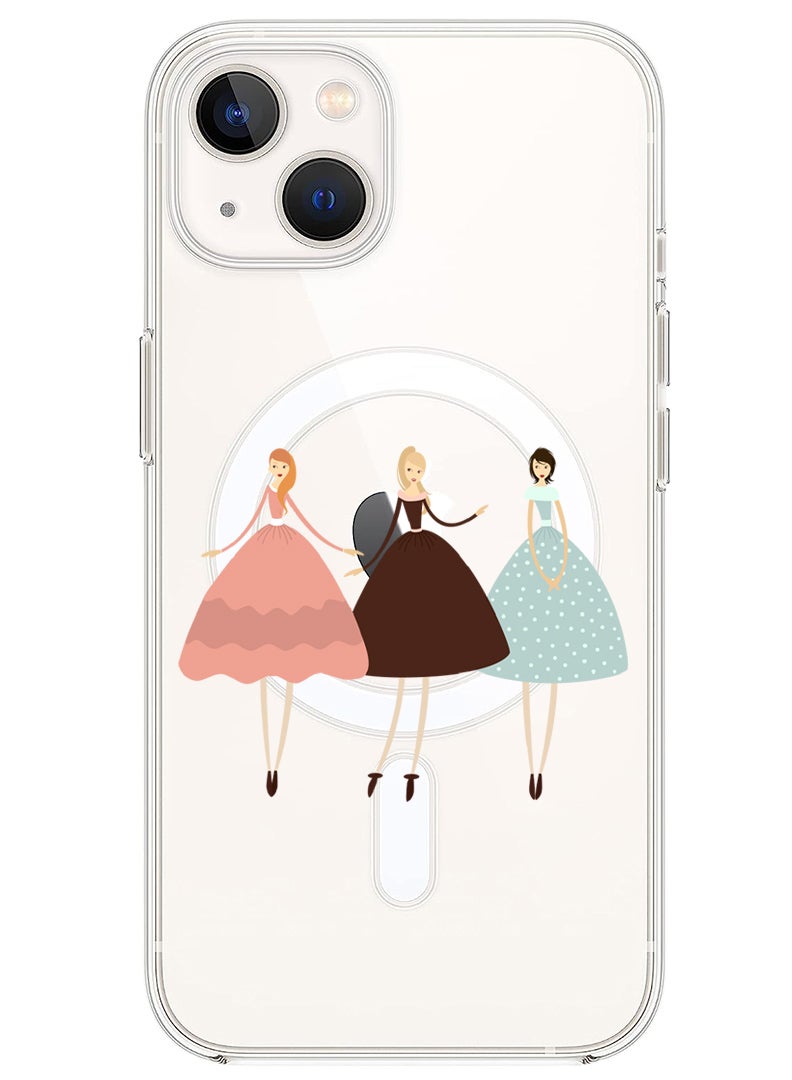 Theodor Magnetic Case for iPhone 13 6.1-inch Compatible with MagSafe Wireless Charging, Shockproof Phone Bumper Cover Pretty Girls Illustration - Image 1