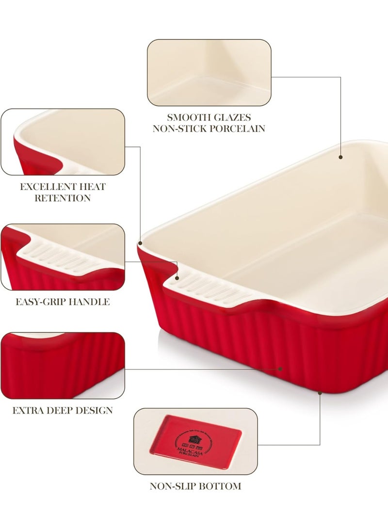 Relex 4.4 QT Baking Dish, 9x13 Large Casserole Dish for Oven, Ceramic Baking Pan, Rectangular Lasagna Pan Deep with Handles for Baking, Durable Microwave Oven Safe, Red - Image 5