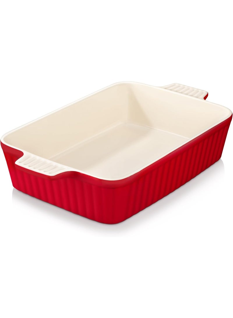 Relex 4.4 QT Baking Dish, 9x13 Large Casserole Dish for Oven, Ceramic Baking Pan, Rectangular Lasagna Pan Deep with Handles for Baking, Durable Microwave Oven Safe, Red - Image 1