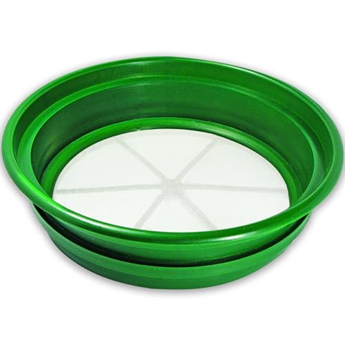 SE 13.25 Inch Wide Stackable Classifier Gold Prospecting Pan - 1/30 Inch Stainless Steel Mesh Sifting Pan, Green - Image 1