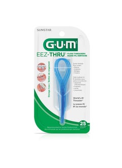 جم خيوط تنظيف الأسنان GUM EEZ-Thru، خيوط تنظيف الأسنان لتقويم الأسنان والجسور والغرسات، 25 قطعة (عبوة من 6 قطع)  - Image 4