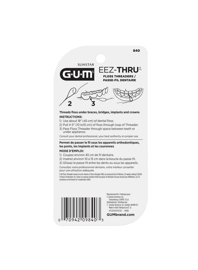 GUM EEZ-Thru Floss Threaders, Dental Flossers for Braces, Bridges, & Implants,25ct(6pk) - Image 5