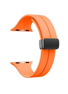 For Apple Watch 42/44mm 6 Series - D-Shape Magnetic Clasp Silicone Replacement Sport Wristband Band - Orange