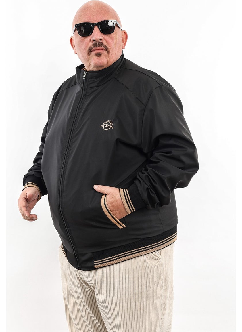 IXIR - Large Size Embroidered Crest Seasonal Men's Coat & Jacket Black - Image 1