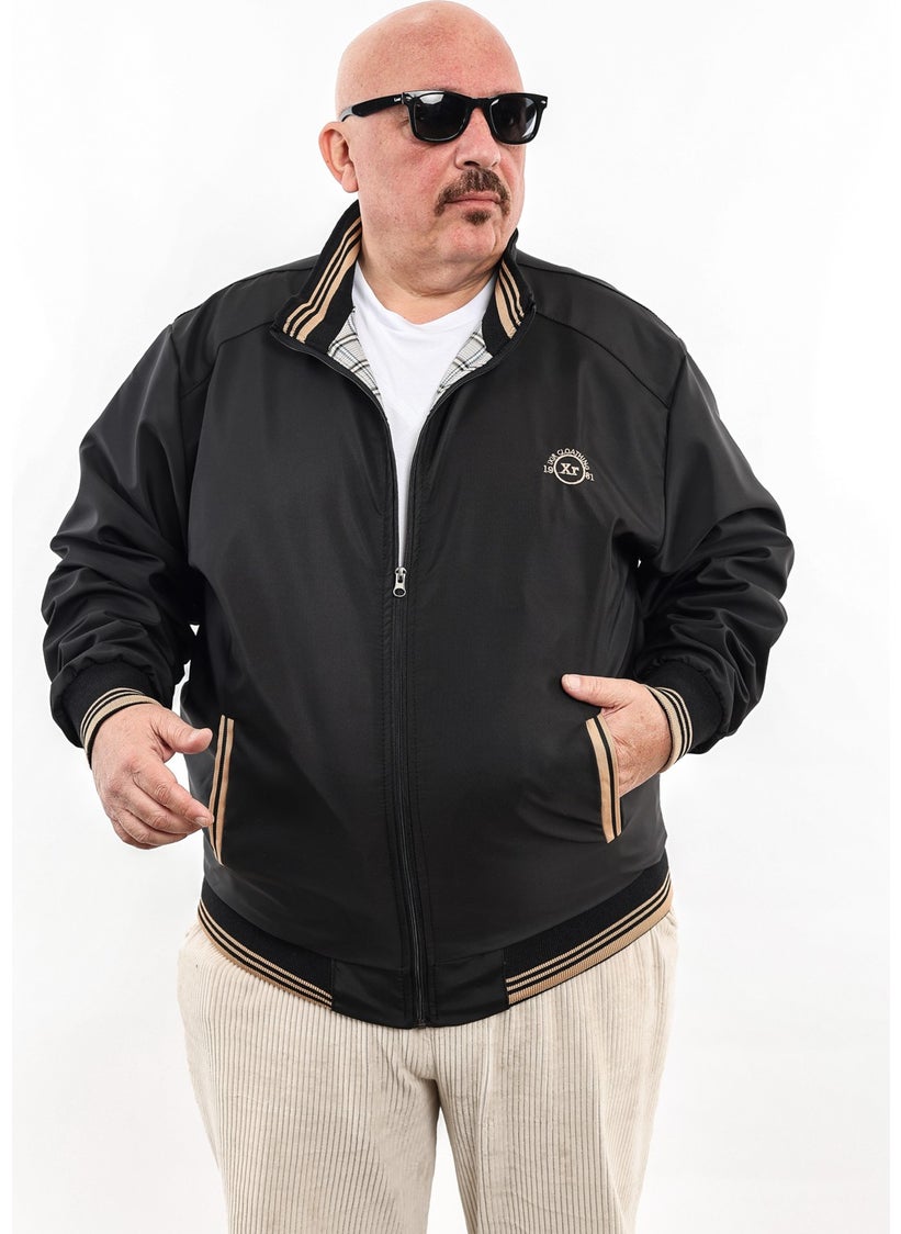 IXIR - Large Size Embroidered Crest Seasonal Men's Coat & Jacket Black - Image 1