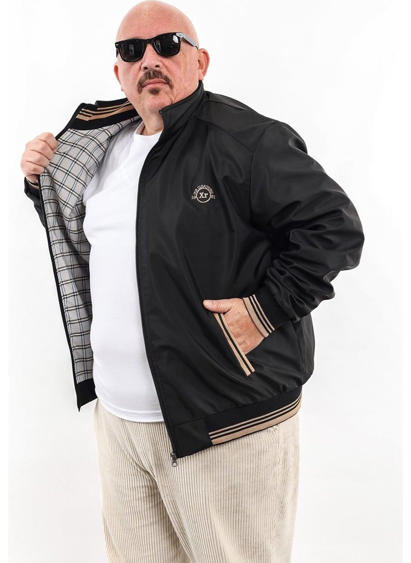 IXIR - Large Size Embroidered Crest Seasonal Men's Coat & Jacket Black - Image 1