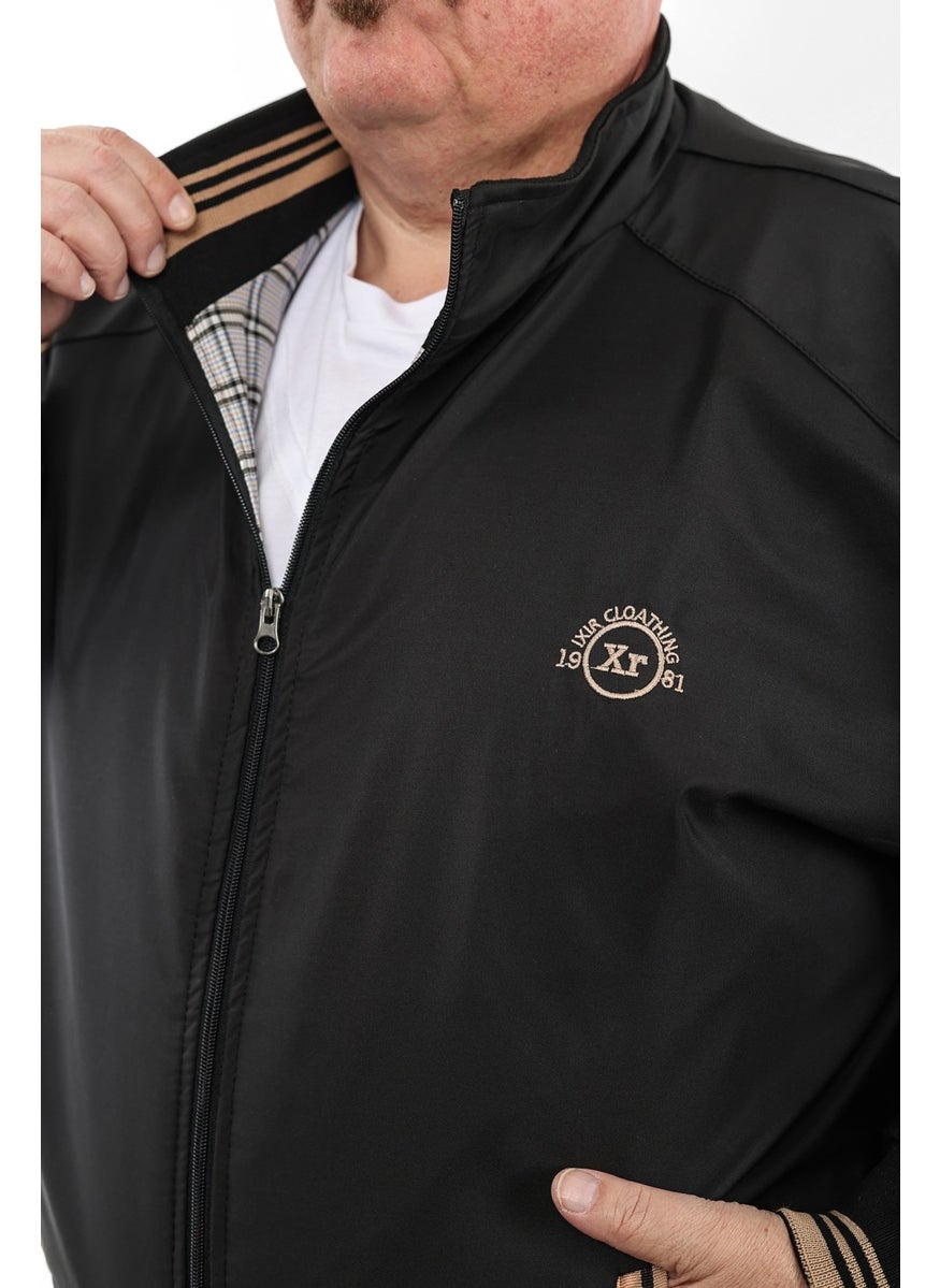 IXIR - Large Size Embroidered Crest Seasonal Men's Coat & Jacket Black - Image 1