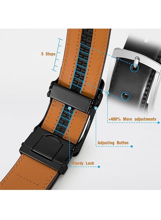 Men's Belt Leather Ratchet Belt For Casual Dress With Adjustable Automatic Buckle 1.75 Inch - Image 2
