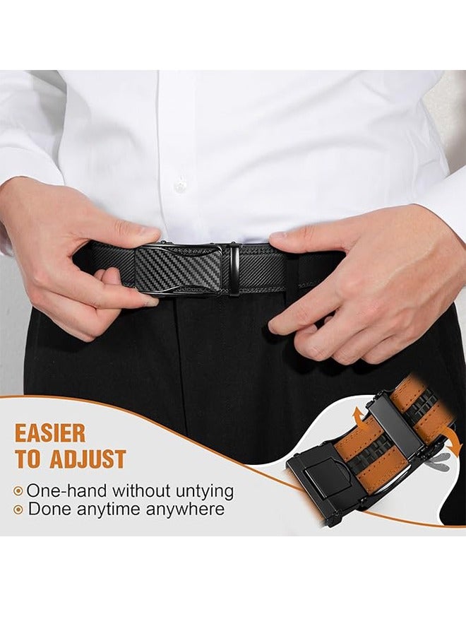 Men's Belt Leather Ratchet Belt For Casual Dress With Adjustable Automatic Buckle 1.75 Inch - Image 4