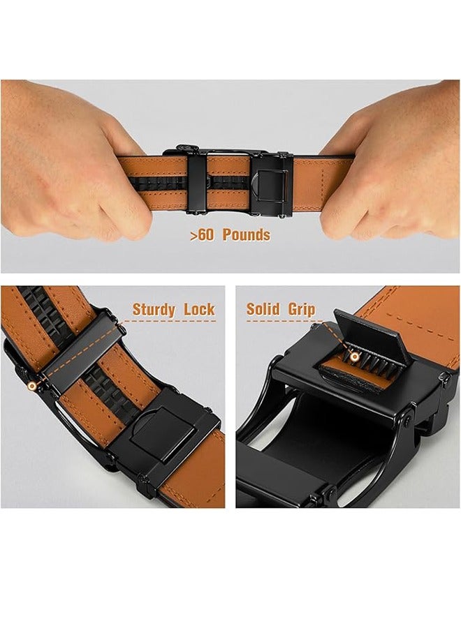 Men's Belt Leather Ratchet Belt For Casual Dress With Adjustable Automatic Buckle 1.75 Inch - Image 5