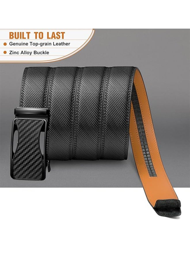 Men's Belt Leather Ratchet Belt For Casual Dress With Adjustable Automatic Buckle 1.75 Inch - Image 3