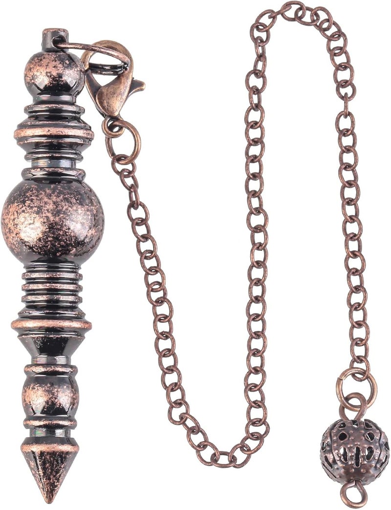 SUNYIK Bronze Copper Metal Dowsing Pendulum with Chain, Healing Reiki Pendant Pendulum for Meditation Divination