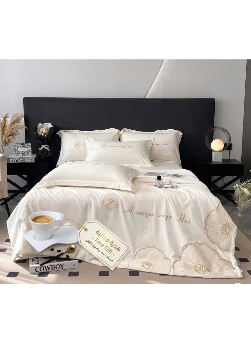 QUINTUS Ice Silk Summer Duvet Cover Set 4 Pieces - Cool Feel - Image 4