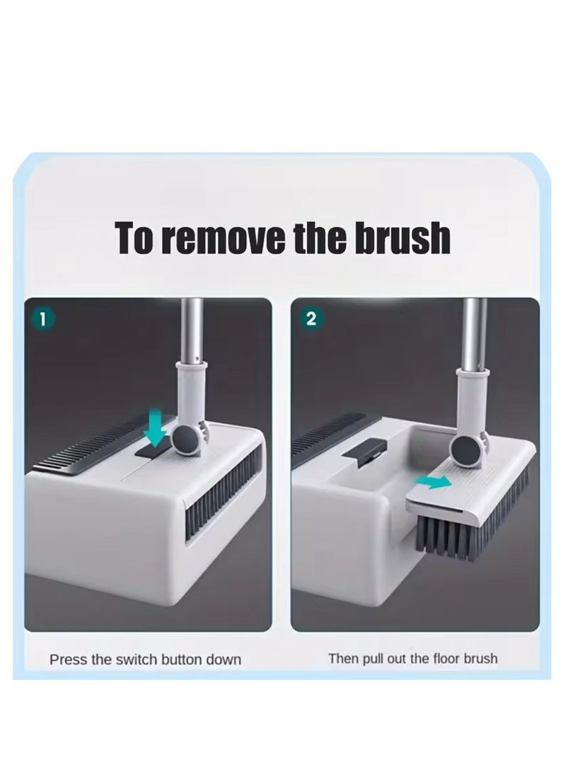 BLUE CORAL Broom Dustpan Floor Brush Set 3 In 1 Indoor Non-stick Hair Broom Combination Space Saving Steel Broomstick Household Cleaning Tools (White)  - Image 3