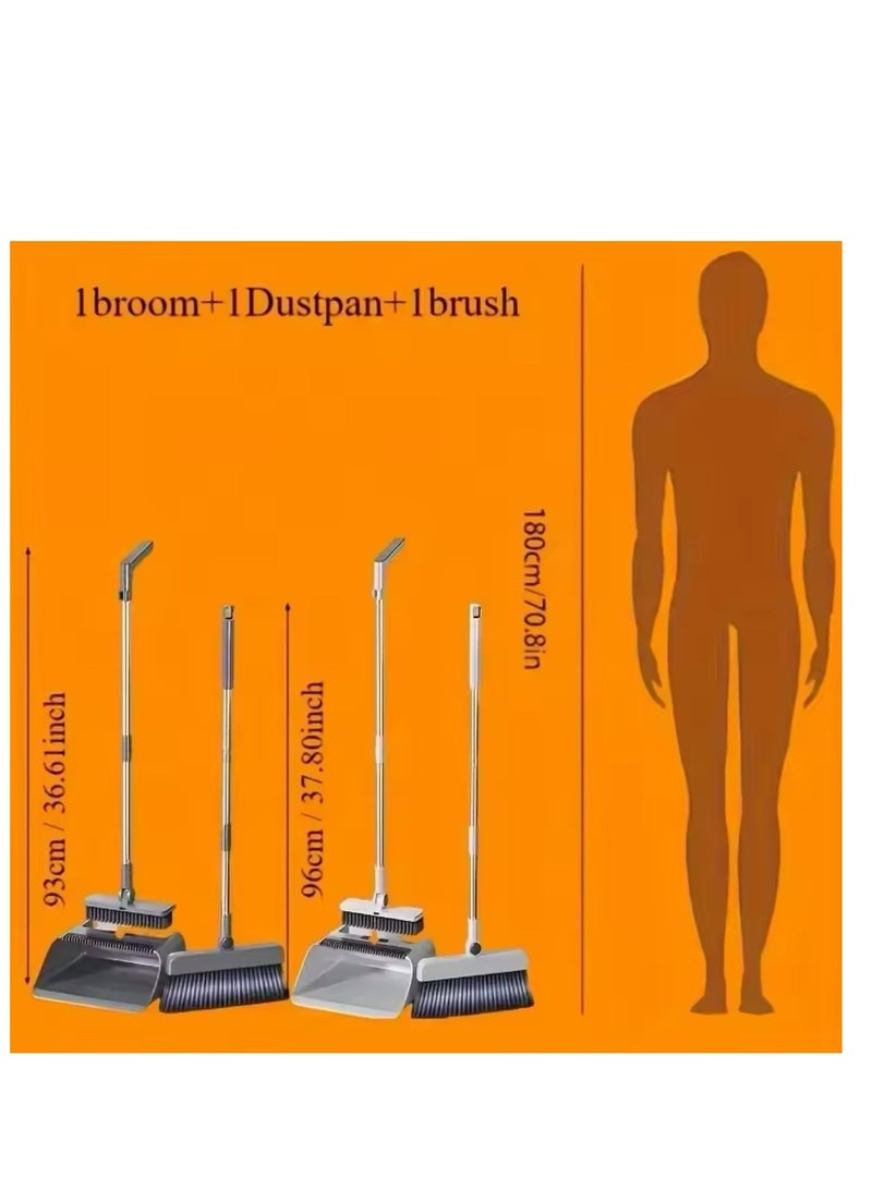 BLUE CORAL Broom Dustpan Floor Brush Set 3 In 1 Indoor Non-stick Hair Broom Combination Space Saving Steel Broomstick Household Cleaning Tools (White)  - Image 4