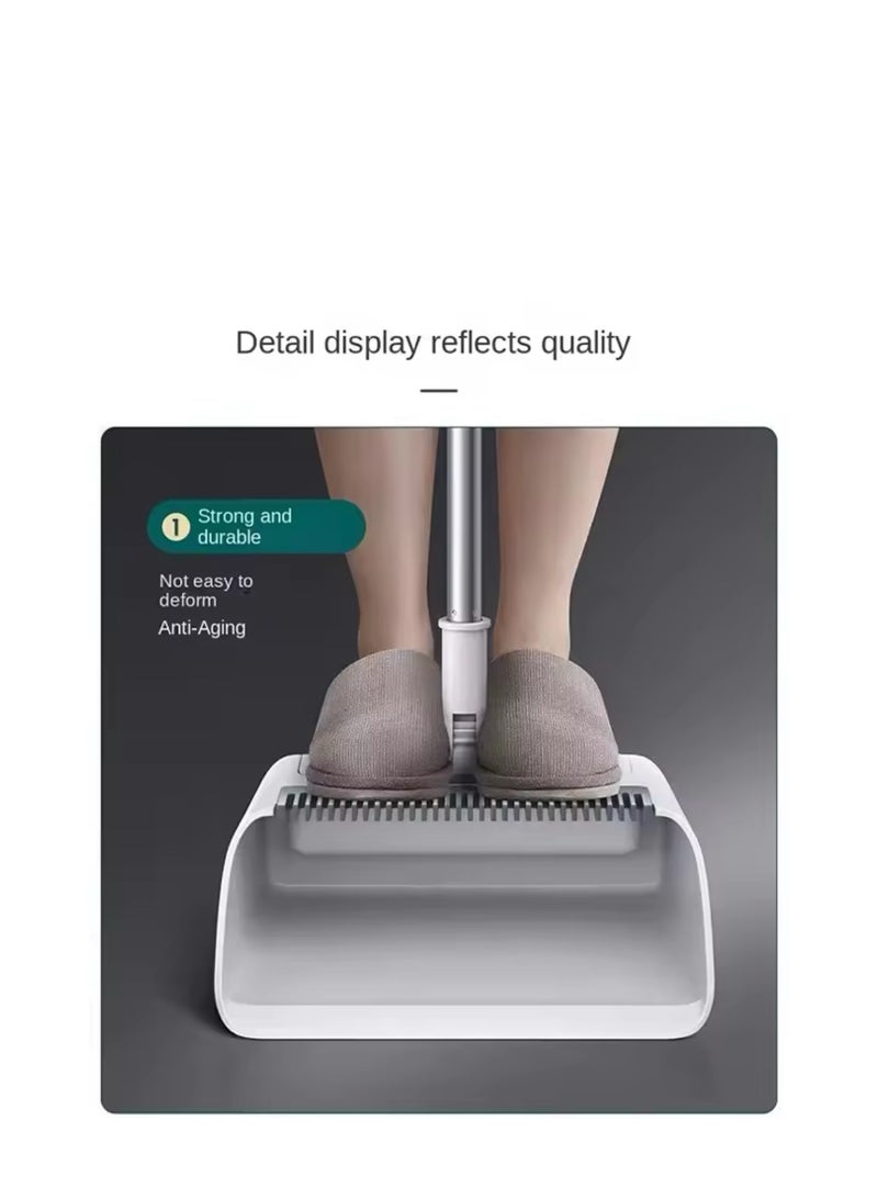 BLUE CORAL Broom Dustpan Floor Brush Set 3 In 1 Indoor Non-stick Hair Broom Combination Space Saving Steel Broomstick Household Cleaning Tools (White)  - Image 5