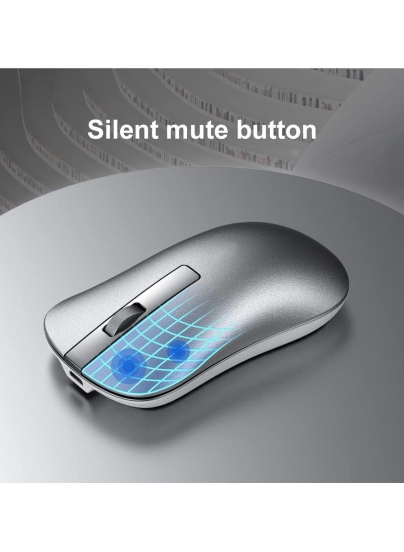 general Wireless Silent Mouse,XM10 Aluminum Alloy Rechargeable Mute Gamer Mouse ​Slim Noiseless with USB Receiver for PC, Tablet, Laptop,Notebook Silver 2.4G - Image 4
