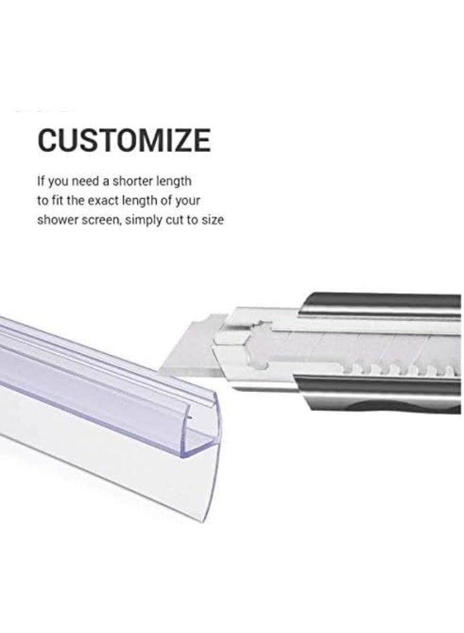 Biella 6Pcs Translucent Weather Stripping Seal Sweep With Drip Rail, Shower Door Pvc Silicone Lip Seal Strip For Frame-Less Glass (10Mm 1 Mtr Side Lip)  - Image 4