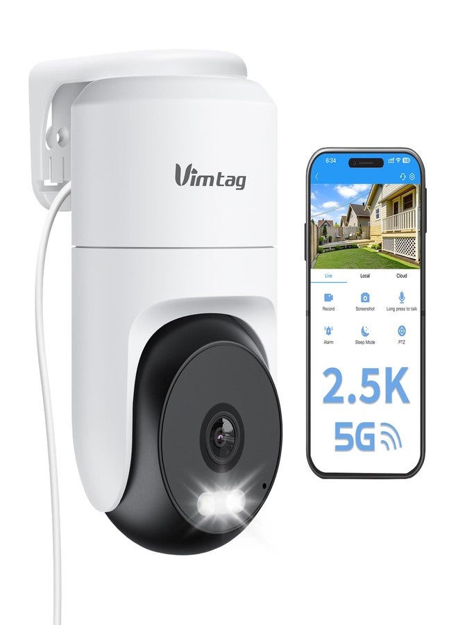 VIMTAG 2.5K Cameras for Home Security, Outdoor Security Camera Indoor, 2.4G/5G Wi-Fi, Plug-in Power (Wired), 360° Motion Tracking, Free AI Detection & Siren, Color Night Vision, IP66, SD/Cloud Storage - Image 1