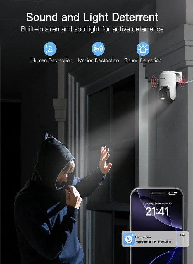 VIMTAG 2.5K Cameras for Home Security, Outdoor Security Camera Indoor, 2.4G/5G Wi-Fi, Plug-in Power (Wired), 360° Motion Tracking, Free AI Detection & Siren, Color Night Vision, IP66, SD/Cloud Storage - Image 5