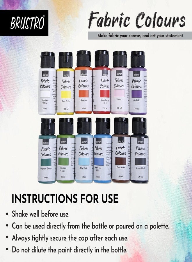 BRUSTRO Artists Fabric Colours - Set of 12, 30ml Bottles | High Pigmented Color, Fade Resistent, Intermixable, Permanent, Ideal to Paint on Clothes,Jeans,T-Shirt, Bags,Textile Paint, DIY Fashion - Image 5