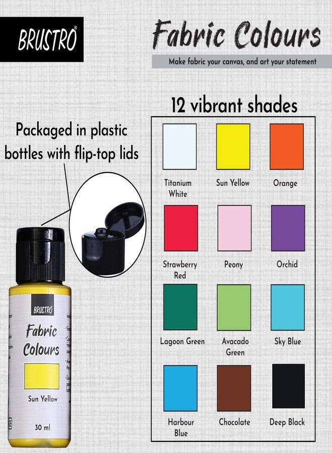 BRUSTRO Artists Fabric Colours - Set of 12, 30ml Bottles | High Pigmented Color, Fade Resistent, Intermixable, Permanent, Ideal to Paint on Clothes,Jeans,T-Shirt, Bags,Textile Paint, DIY Fashion - Image 3
