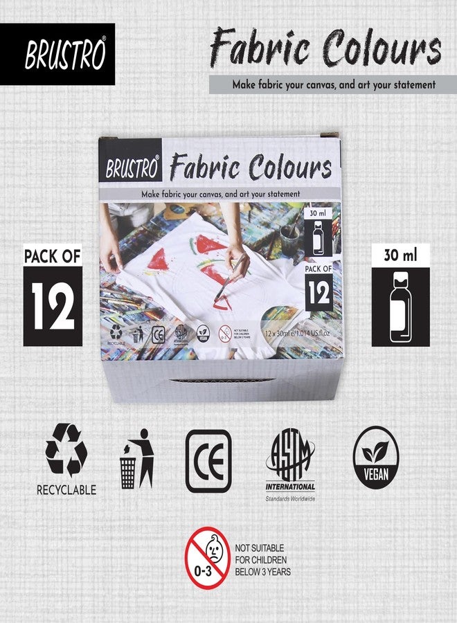 BRUSTRO Artists Fabric Colours - Set of 12, 30ml Bottles | High Pigmented Color, Fade Resistent, Intermixable, Permanent, Ideal to Paint on Clothes,Jeans,T-Shirt, Bags,Textile Paint, DIY Fashion - Image 4