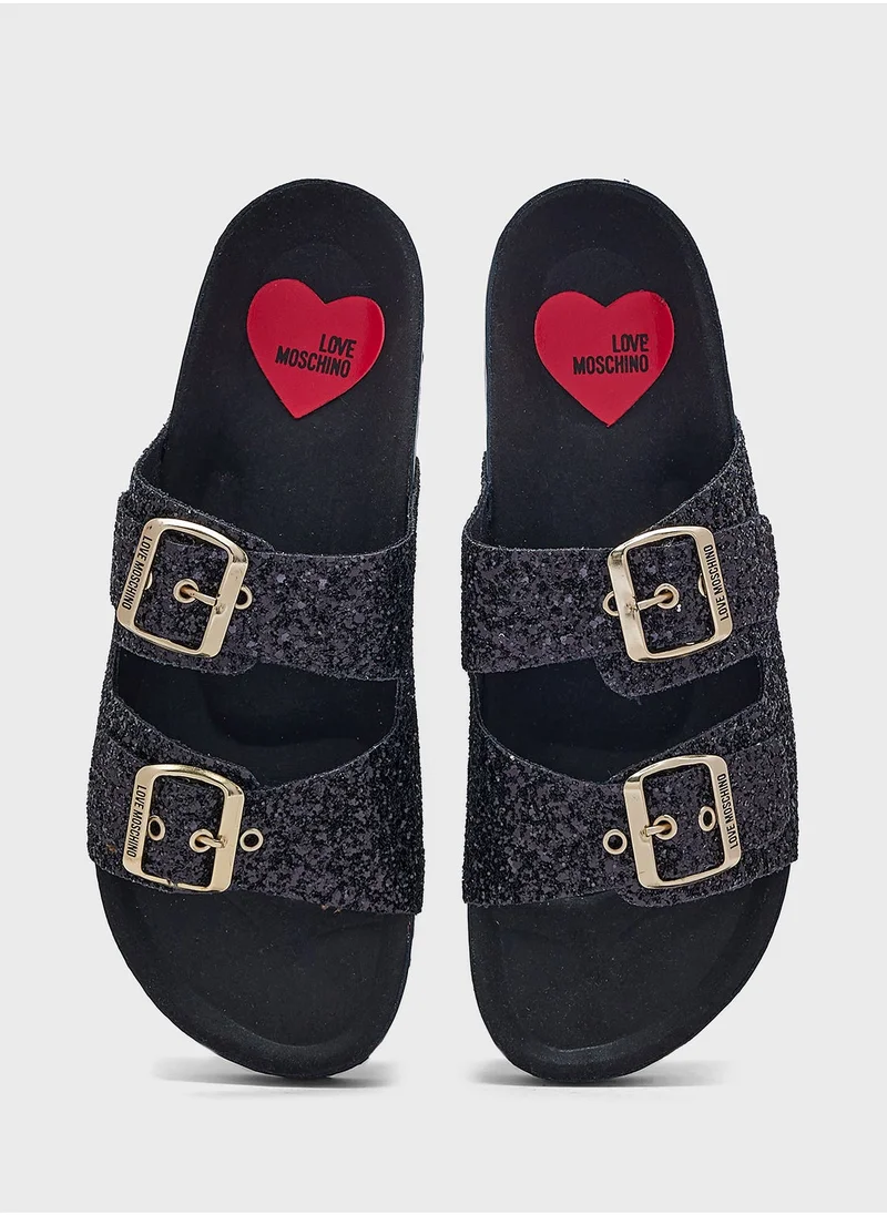 لوف موسكينو Double Strap Flat Slippers