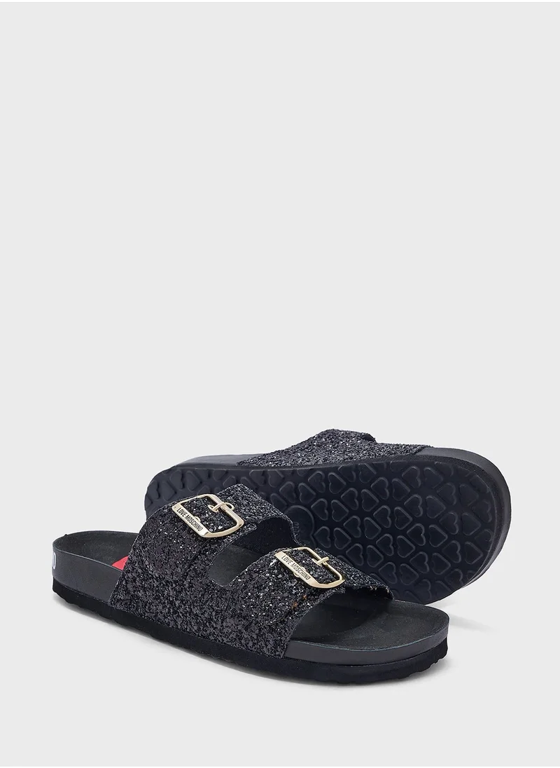لوف موسكينو Double Strap Flat Slippers