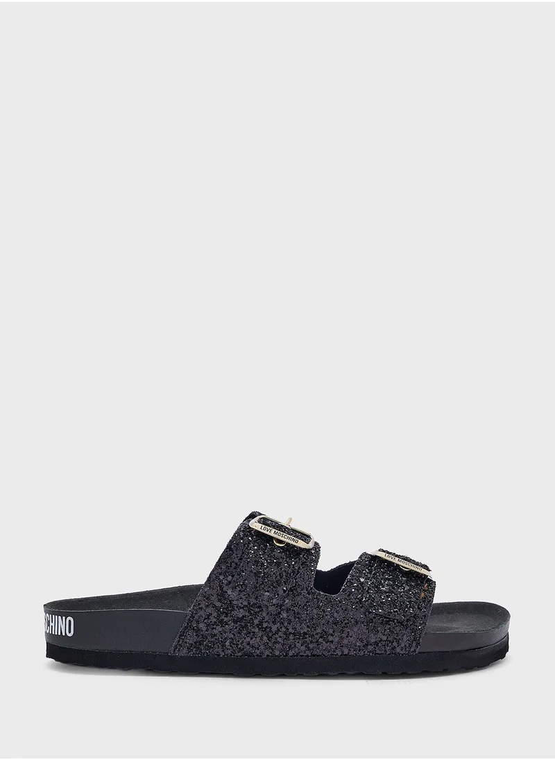 لوف موسكينو Double Strap Flat Slippers