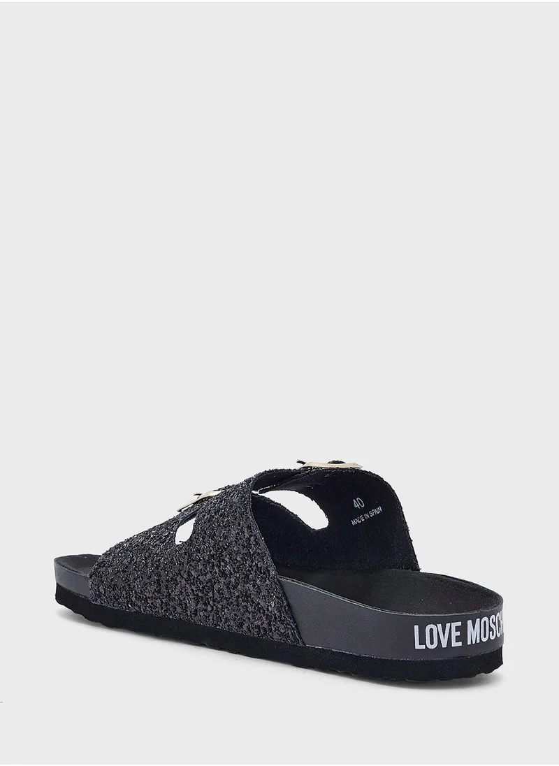لوف موسكينو Double Strap Flat Slippers