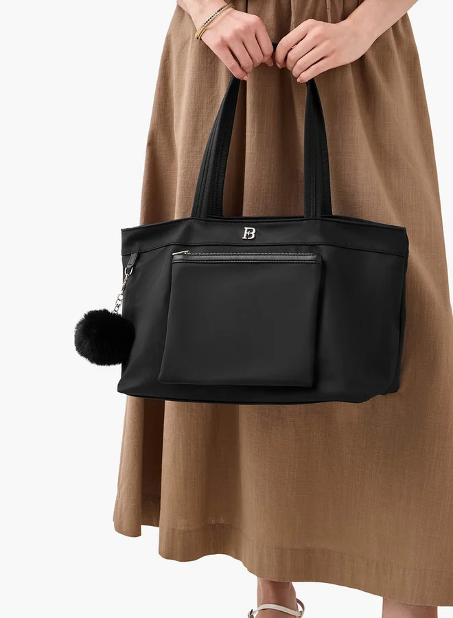Flora Bella By Shoexpress Solid Tote Bag with Zip Closure