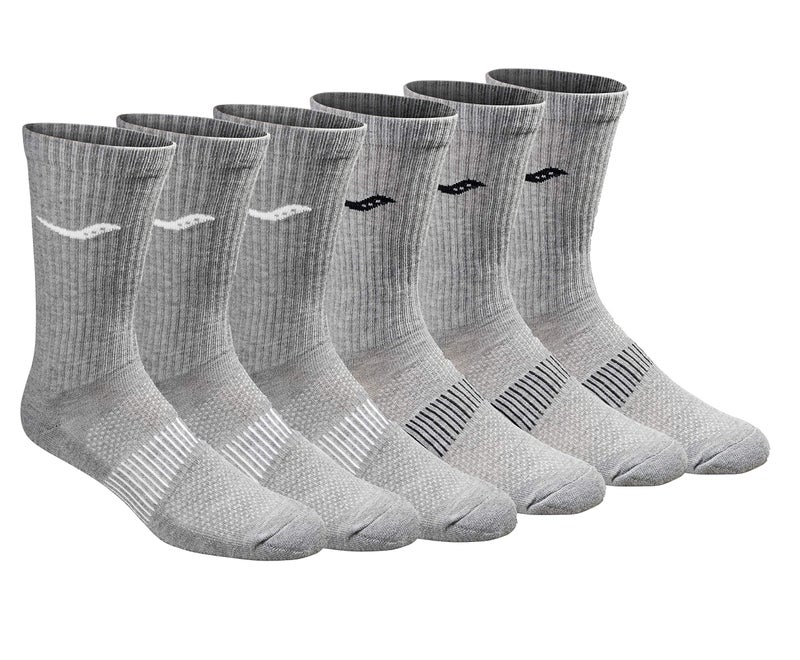 saucony جوارب سوكاني للرجال بتقنية راوندراي، مريحة ومناسبة للأداء، متوفرة في L-XL (3، 6، 12، رمادي (6 أزواج)، كبير - Image 1