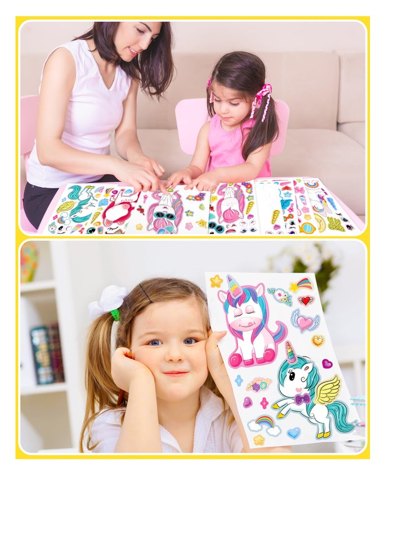 SYOSI 24 Pcs Make Your Own Unicorn Sticker Sheets for Kids with Unicorn Party Favors Face Sticker Sheets for Kids Crafts Activities Gift Bags Birthday Party Favors for Kids 4-8 - Image 3