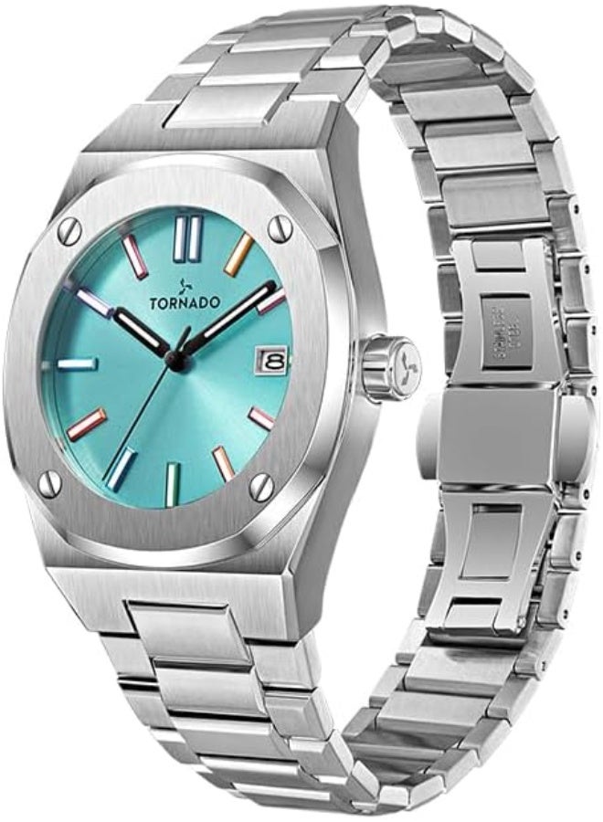 Tornado AURORA TWILIGHT Men's Watch, Analog Display and Steel Strap - T23003-SBSL, Silver - Image 2